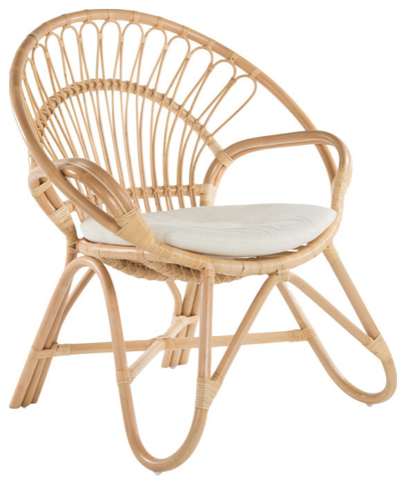 Round Rattan Loop Armchair With Seat Cushion Natural Color Tropical Armchairs And Accent Chairs By Kouboo