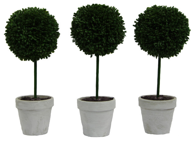 TWO 19" ARTIFICIAL BALL TREE BOXWOOD TOPIARY OUTDOOR BUSH PLANT POOL PATIO 