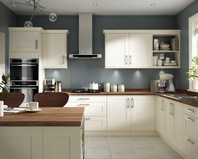 Kendal Cream Walnut Kitchen traditional-kitchen