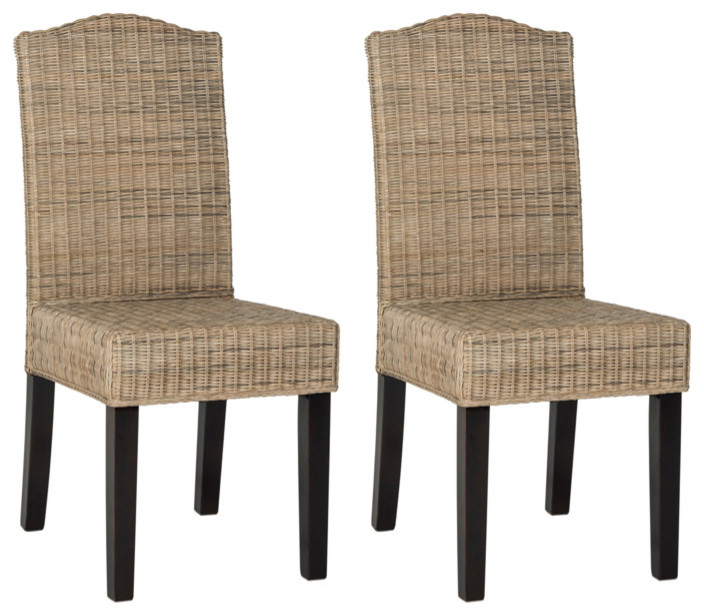 Safavieh Odette Wicker Dining Chairs, Set of 2, Gray