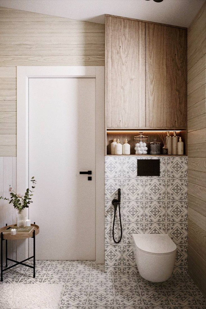 Дизайн ванной комнаты в доме из бруса