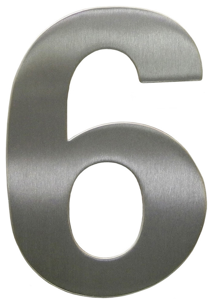 Bold Elevated House Numbers - Brushed Steel - 6