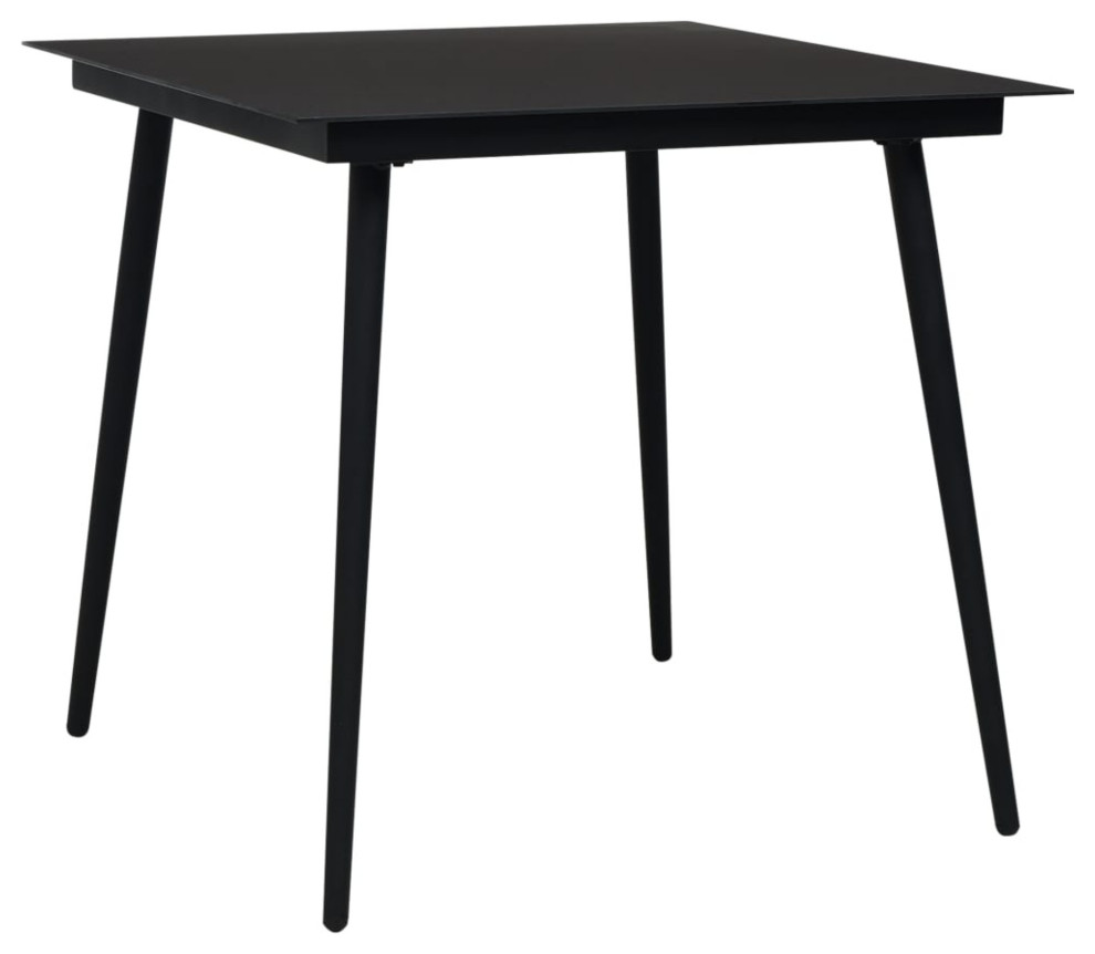Vidaxl Garden Dining Table Black 31.5"x31.5"x29.1" Steel and Glass