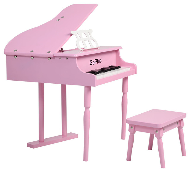 Costway Childs 30 key Toy Grand Baby Piano w/ Kids Bench Wood Pink New -  Contemporary - Kids Toys And Games - by Goplus Corp | Houzz