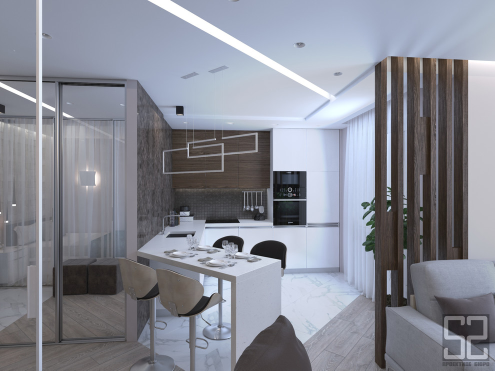 Интерьер квартиры-студии в ЖК "Караваиха"