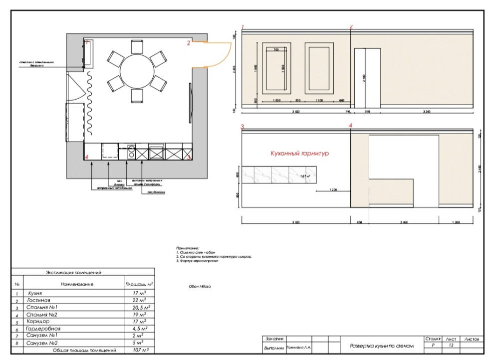Развертка кухни