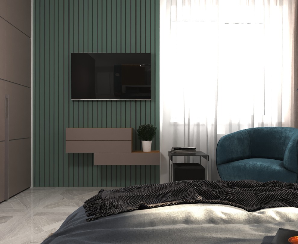 Спальня в проекте 2-х комнатной квартиры для молодой семьи