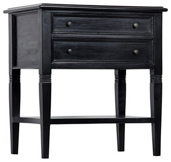 Lianna 2 Drawer Side Table, Hand Rubbed Black