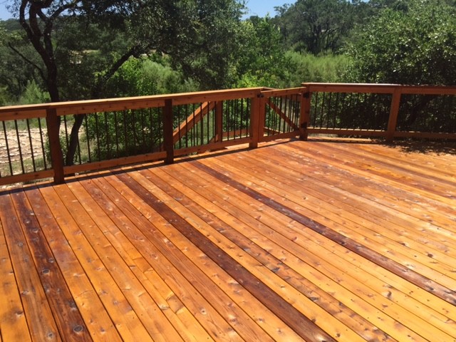 Inspiration for a large backyard deck in Austin with no cover.