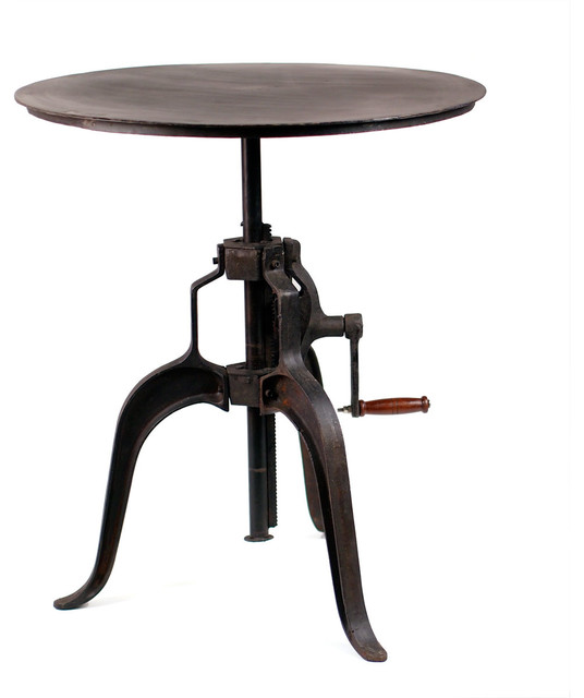 Carnegie Industrial Style Cast Iron Bar Table With Crank, Iron Top