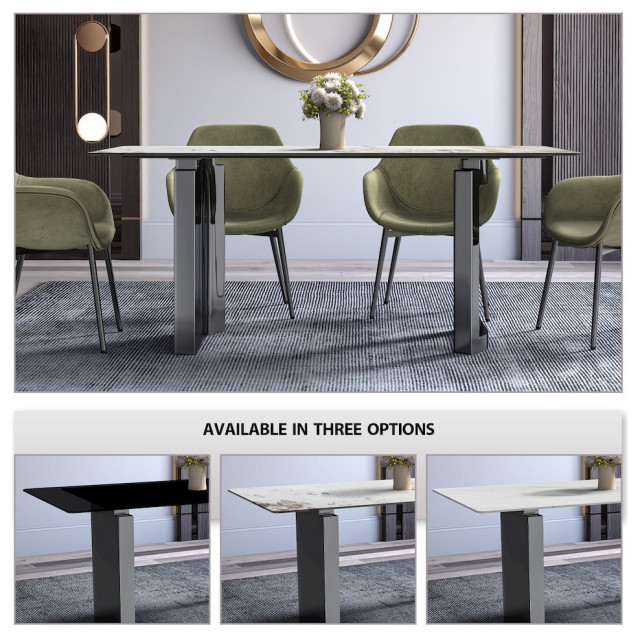 Dining Table Stainless Steel Base, With 62 White Grey Sintered Stone ...
