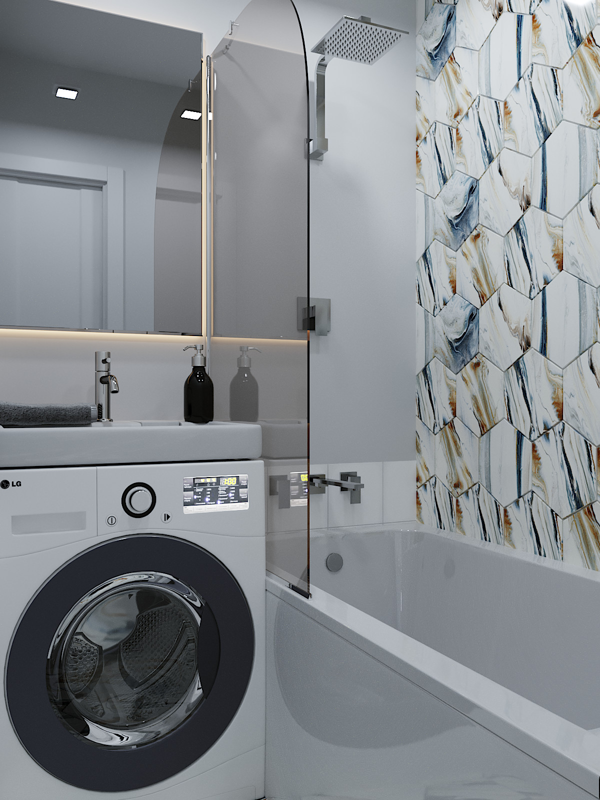 современные ванные душевые