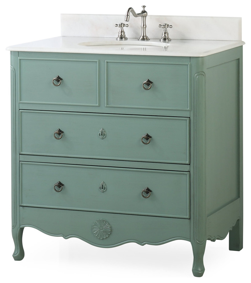34" Dalleville Vintage Blue Bathroom Vanity Traditional Bathroom