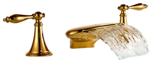 Waterfall Gold Bathroom Sink Faucet, Antique Gold Bathroom Sink Faucets