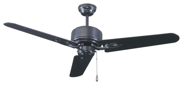 3-Blade Ceiling Fan, Black - Transitional - Ceiling Fans - by Royal