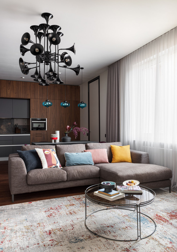 Example of a trendy living room design in Moscow