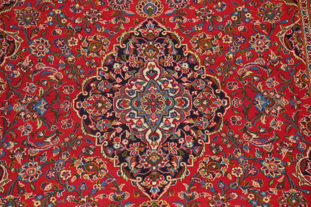 Consigned, Vintage Oriental Area Rug Hand-Knotted Medallion Carpet, Red ...