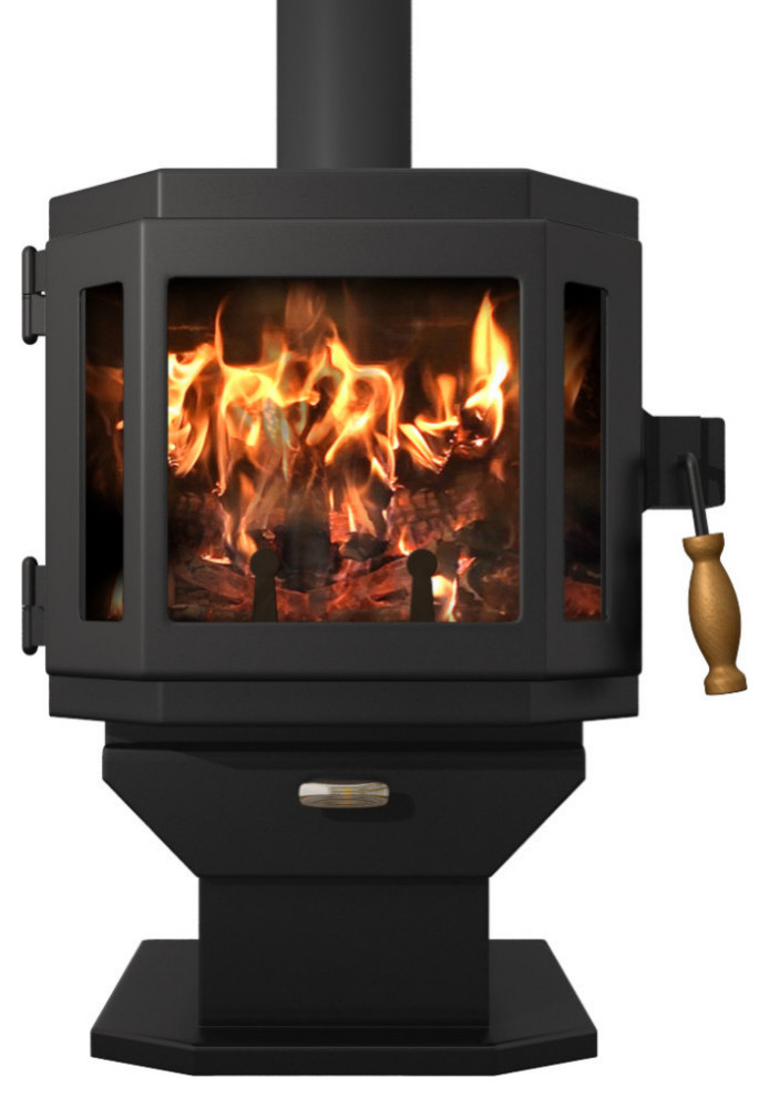 Catalyst Wood Stove, Satin Black Modern Freestanding Stoves by MF