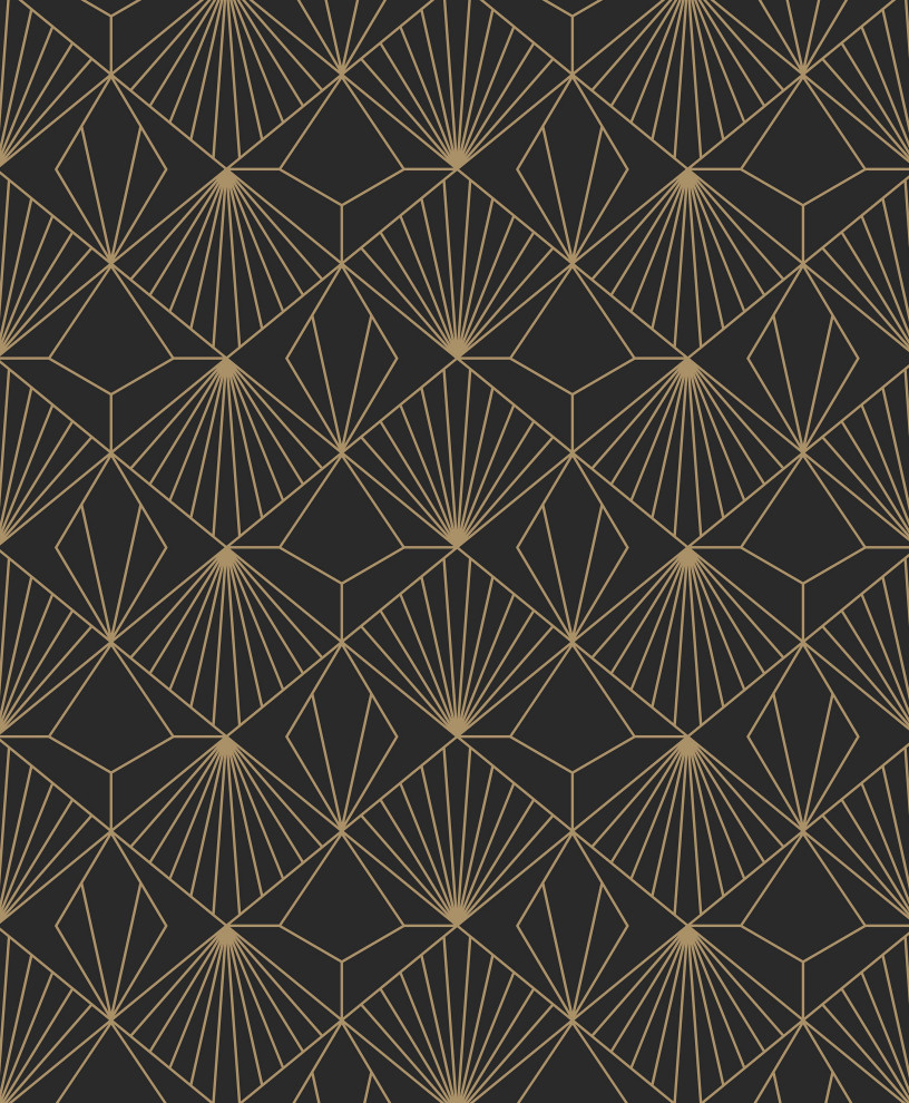 Diamond Wallpaper, Black/Gold, 20x396
