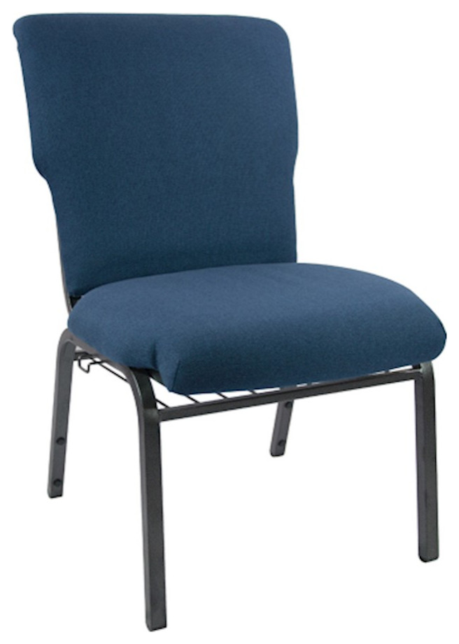 Flash 21" Advantage Church Chair, Navy Fabric/Silver Vein Frame