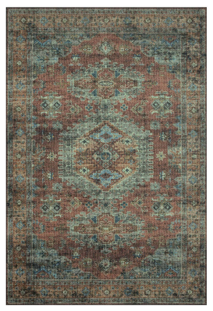 Loloi Skye Sky07 Rug, Terracotta/Sky Contemporary Area Rugs by