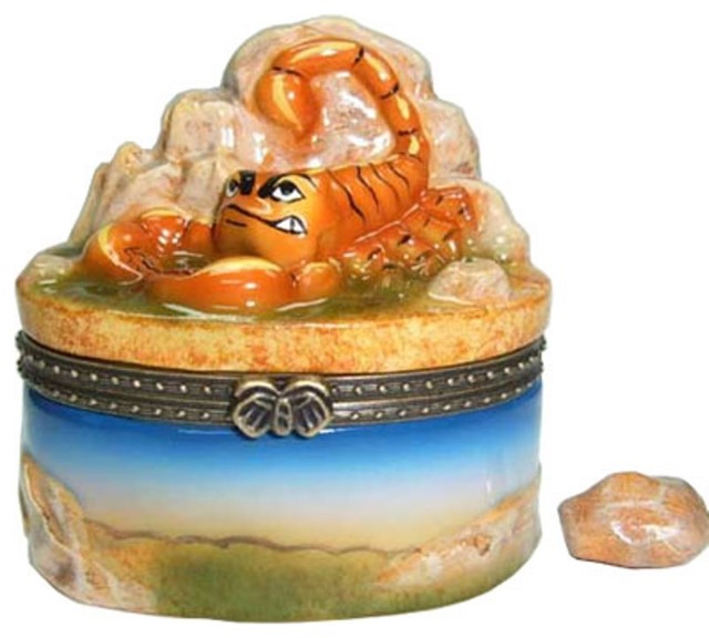 Sting of the Scorpion Porcelain Hinged Trinket Box phb Beach Style