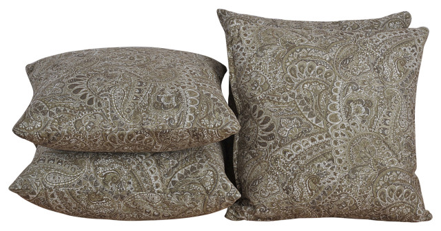 Paisley Suede 4 Piece Pillow Shell Set, Dried Herbs, 20"x20"