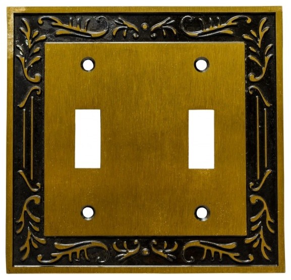 Victorian Switch Plate Double Toggle Antique Solid Brass