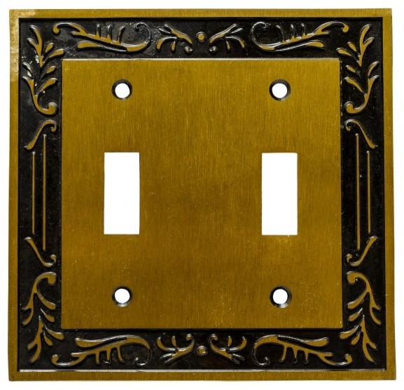 Victorian Switch Plate Double Toggle Antique Solid Brass |
