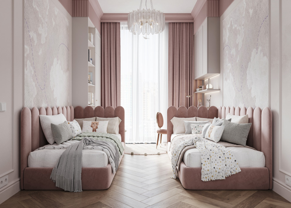 Интерьер розовой детской 13м2