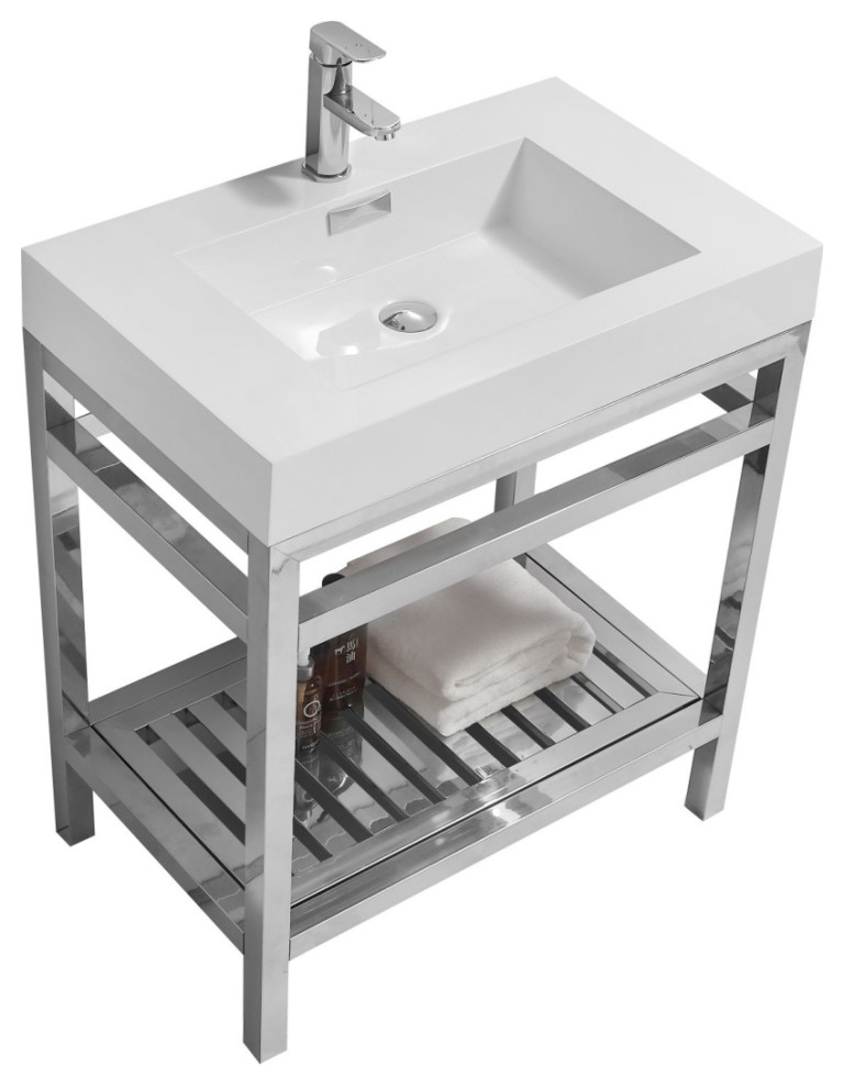 Cisco 30" Stainless Steel Console w/ White Acrylic Sink Bundle