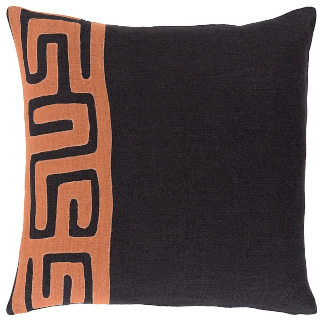 Nairobi by Surya Pillow Cover, Burnt Orange/Black, 18' Square