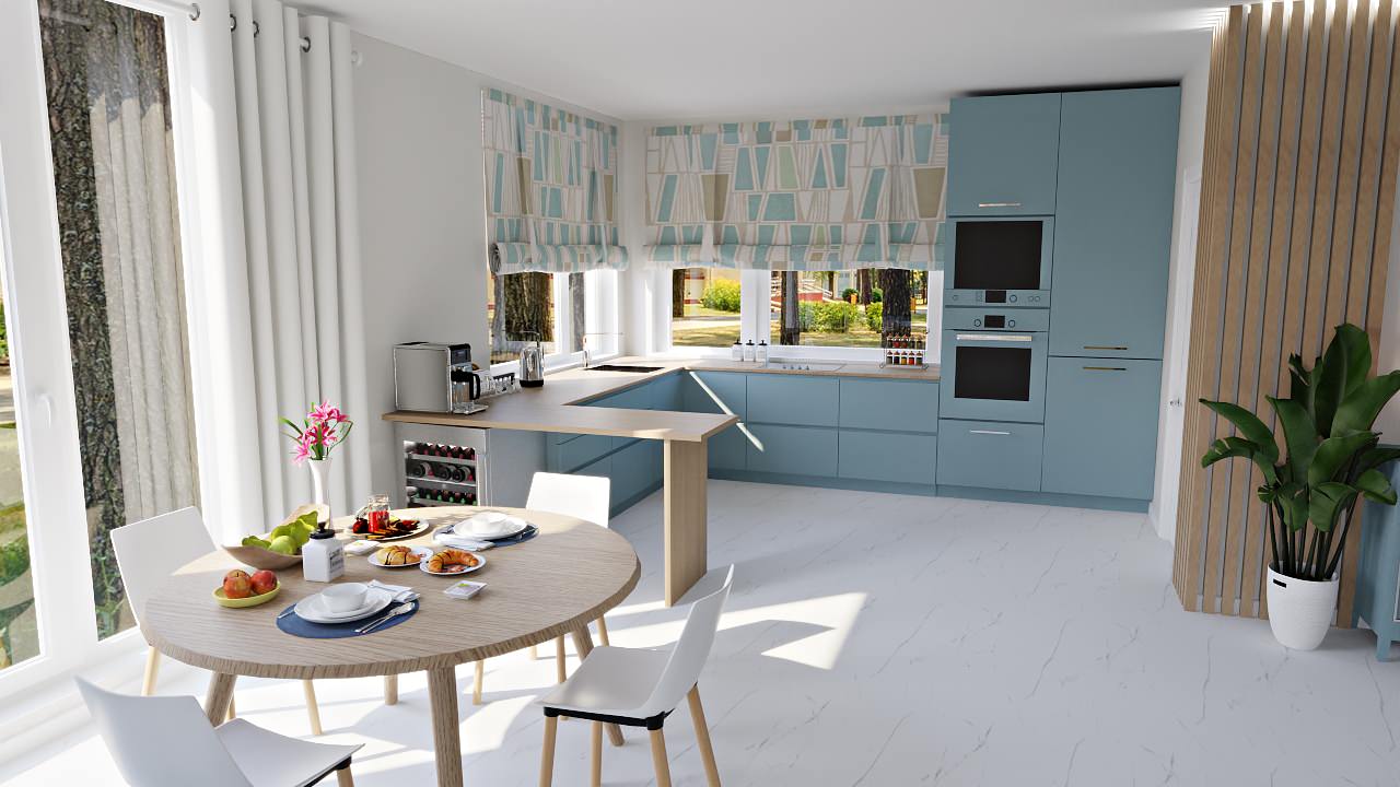 Кухня - столовая, дневное освещение