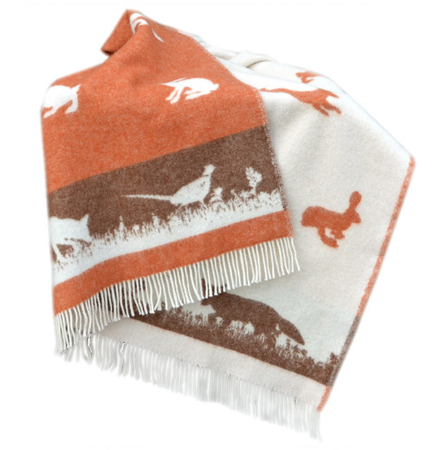 100 New Zealand Rabbit and Fox Wool Throw Blanket, 51”x67" Rustic