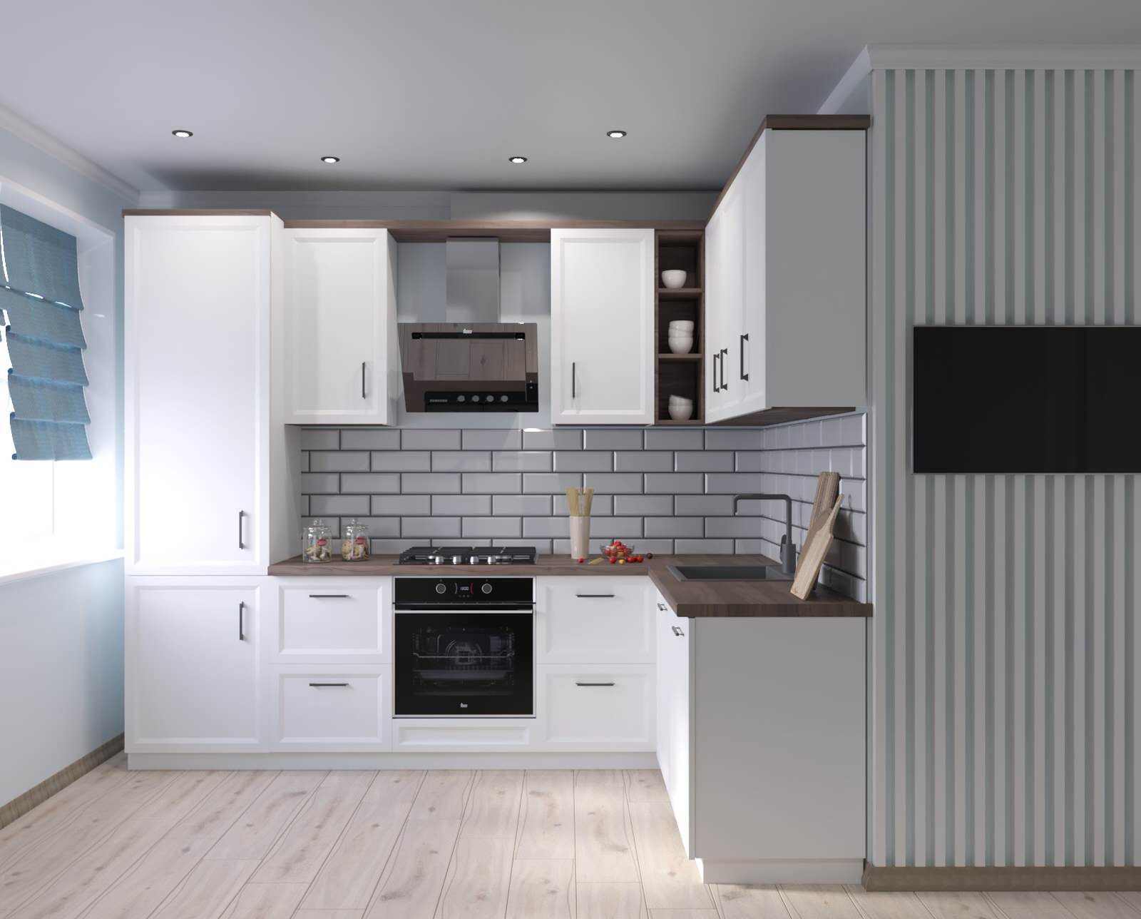 Проект светлой кухни в ЖК Чапаева