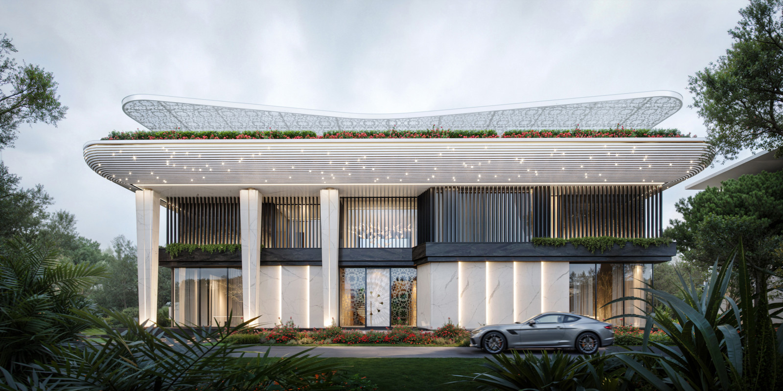 Мраморные плиты утоплены в нише