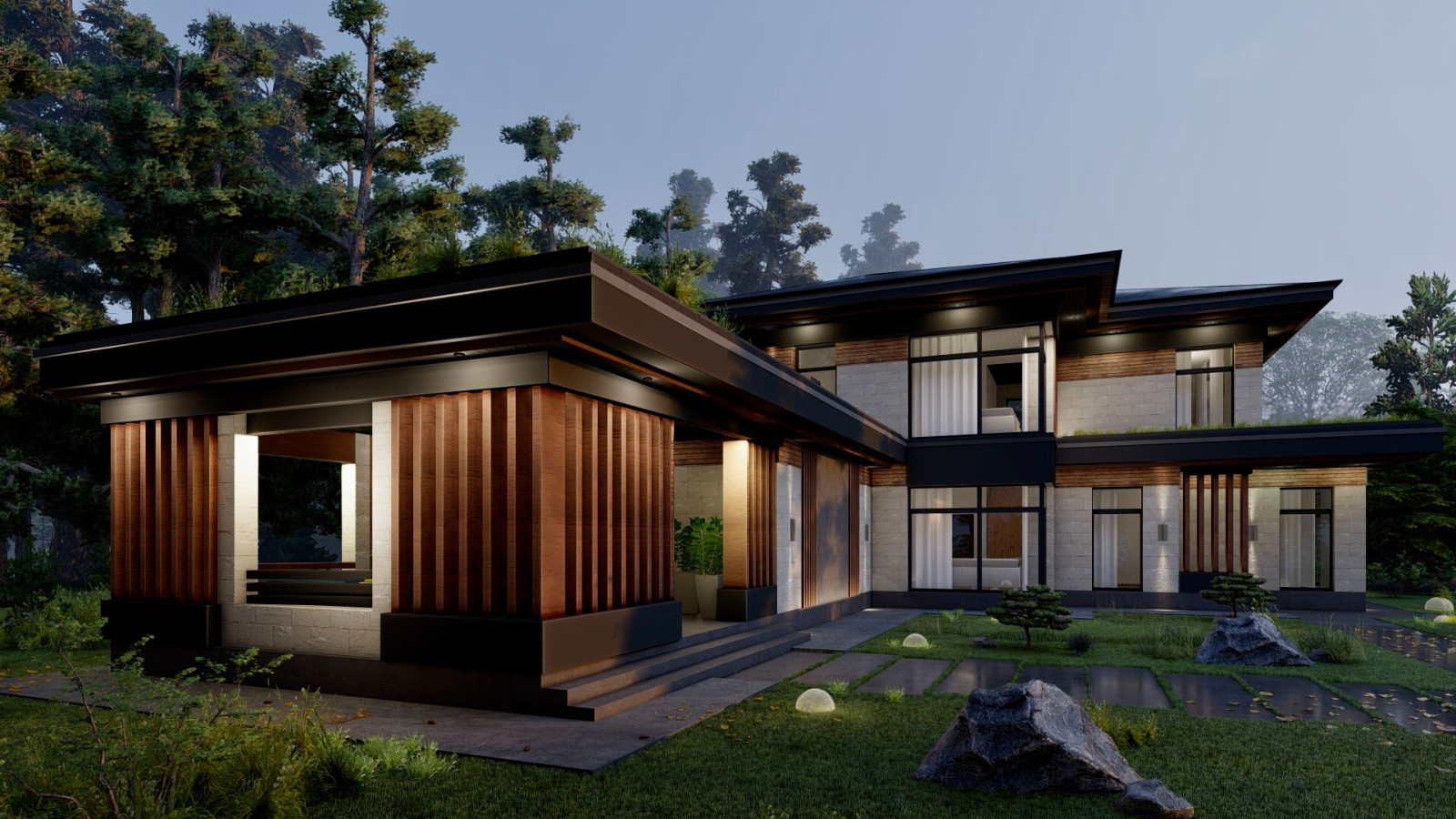 Проект загородного дома с банным комплексом