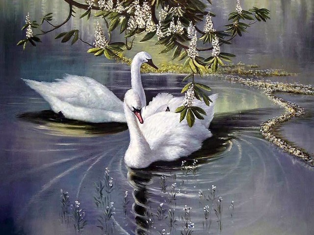 Tile Mural The Lake Swans By Alexander Koester, 6