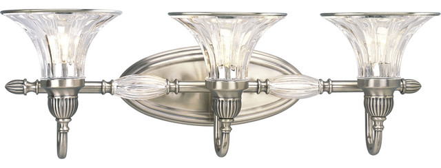 Roxbury 3-Light Bath Vanity Classic Silver Clear Glass