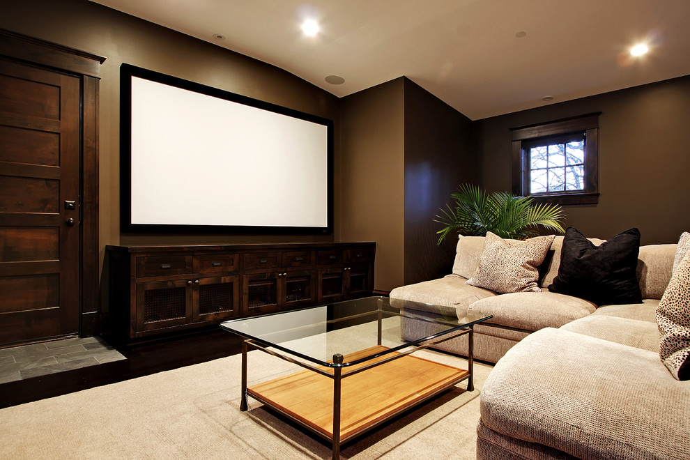 This is an example of a traditional home theatre in Seattle.