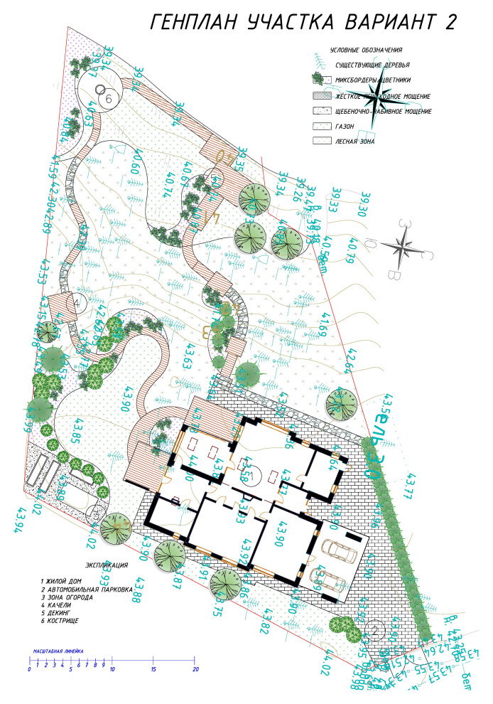 Проект участка  на крутом лесном склоне