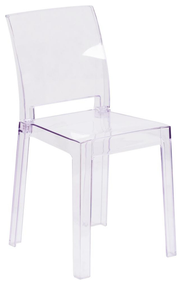 Ghost Chair with Square Back in Transparent Crystal, 15.75"x19.5"x32.5"