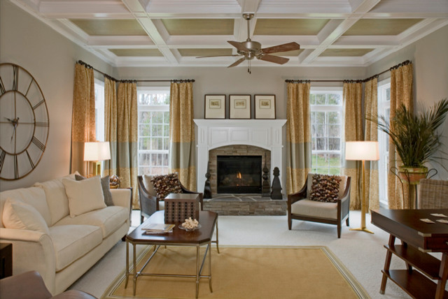 Design ideas for a traditional family room in Charlotte.