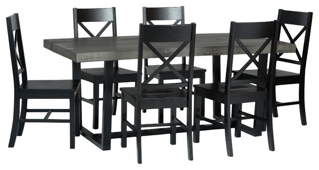 7 Piece Farmhouse Dining Set Transitional Dining Sets By Walker Edison Houzz