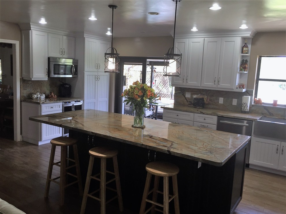 Example of a transitional kitchen design in Miami