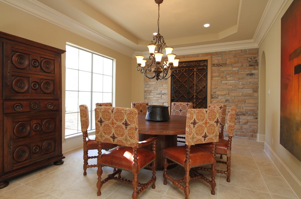 Design ideas for a mediterranean dining room in Houston.