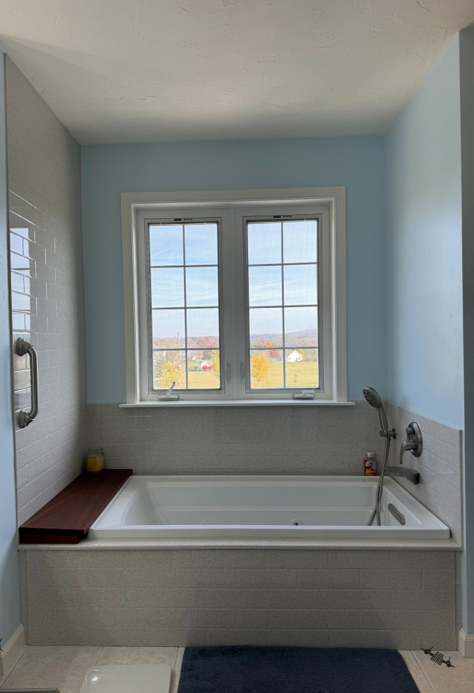 Elegant Bathroom Remodel with Onyx Shower Walls & Bathtub
