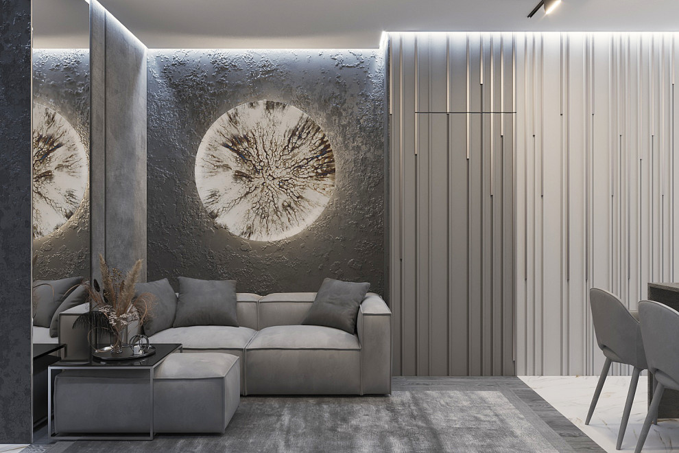 Дизайн интерьера "Гостинная с потайными комнатами в ЖК "Сердце столицы"