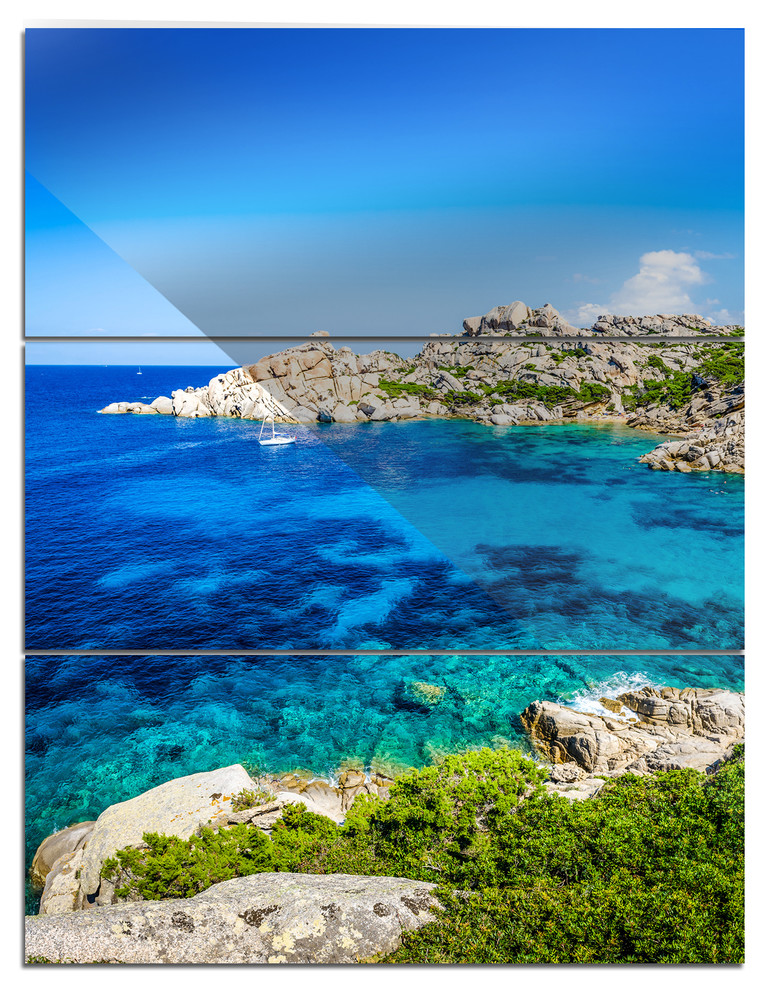 "Ocean Bay With Turquoise Water" Photo Metal Wall Art, 3 Panels, 28"x36