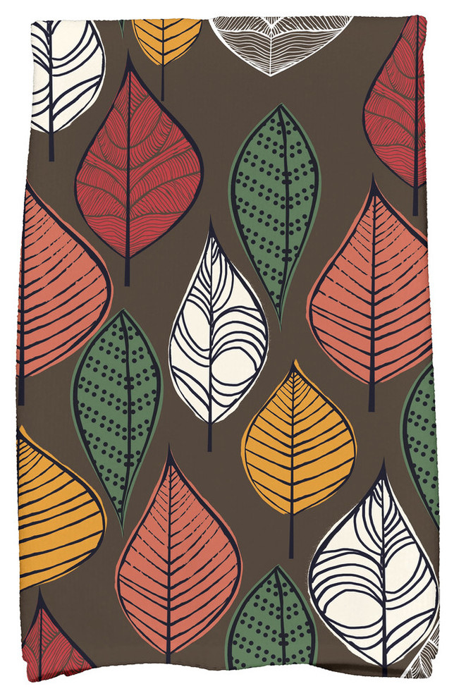 Autumn Leaves Floral Print Hand Towel, Brown